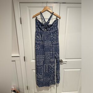 Blue bandana halter dress